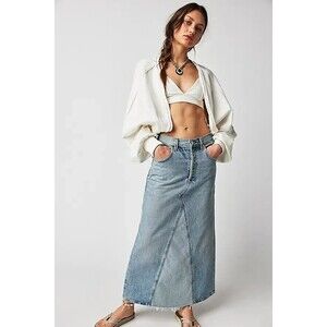 Free People Shrug It Off Sweatshirt Cropped Top Drapey Cotton Coverup M 280610